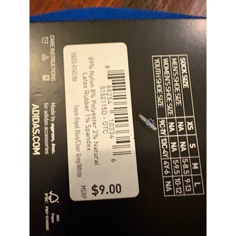 New 2 Adidas Soccer Metro Socks Royal‎ Blue Arch Ankle Compression Men's Large